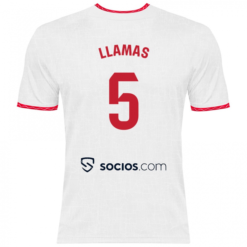 Kvinder Eva Llamas Hernández #5 Hvid Rød Hjemmebane Spillertrøjer 2024/25 Trøje T-Shirt