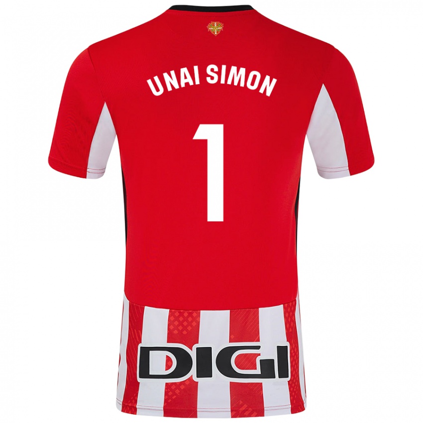 Kvinder Unai Simon #1 Rød Hvid Hjemmebane Spillertrøjer 2024/25 Trøje T-Shirt