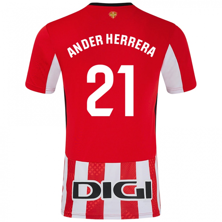 Kvinder Ander Herrera #21 Rød Hvid Hjemmebane Spillertrøjer 2024/25 Trøje T-Shirt