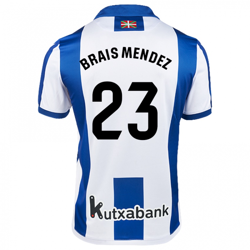 Kvinder Brais Mendez #23 Hvid Blå Hjemmebane Spillertrøjer 2024/25 Trøje T-Shirt