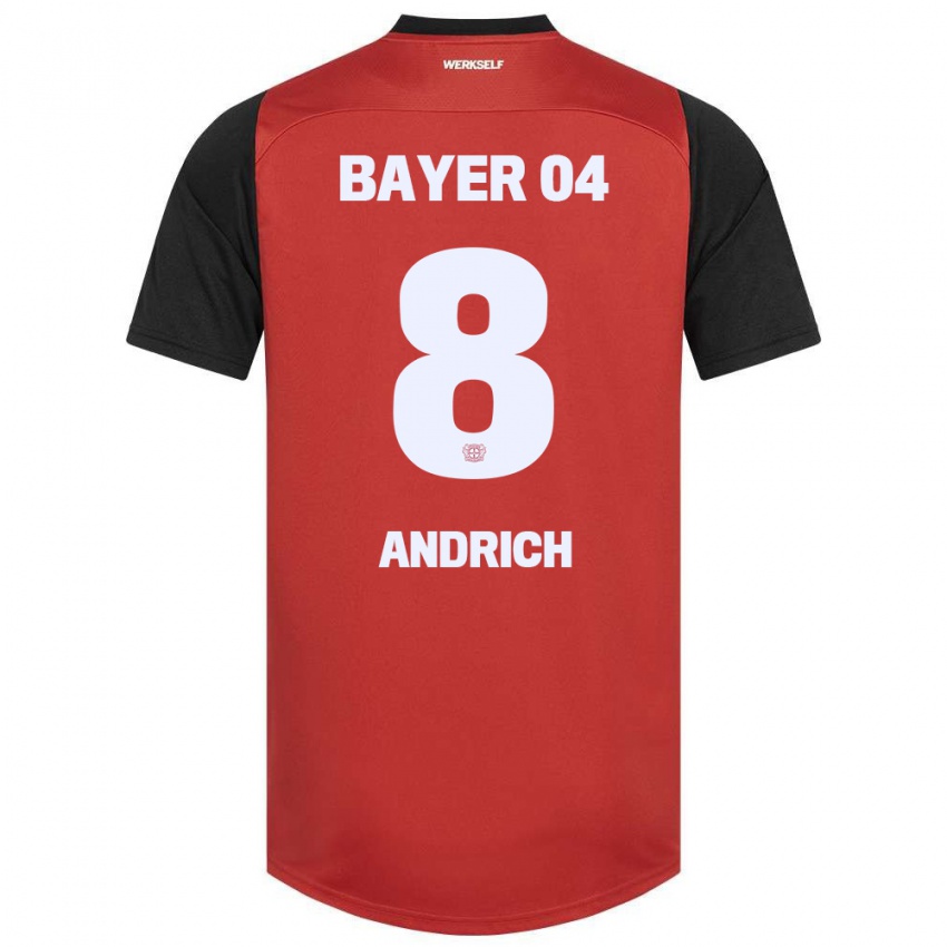 Kvinder Robert Andrich #8 Rød Sort Hjemmebane Spillertrøjer 2024/25 Trøje T-Shirt