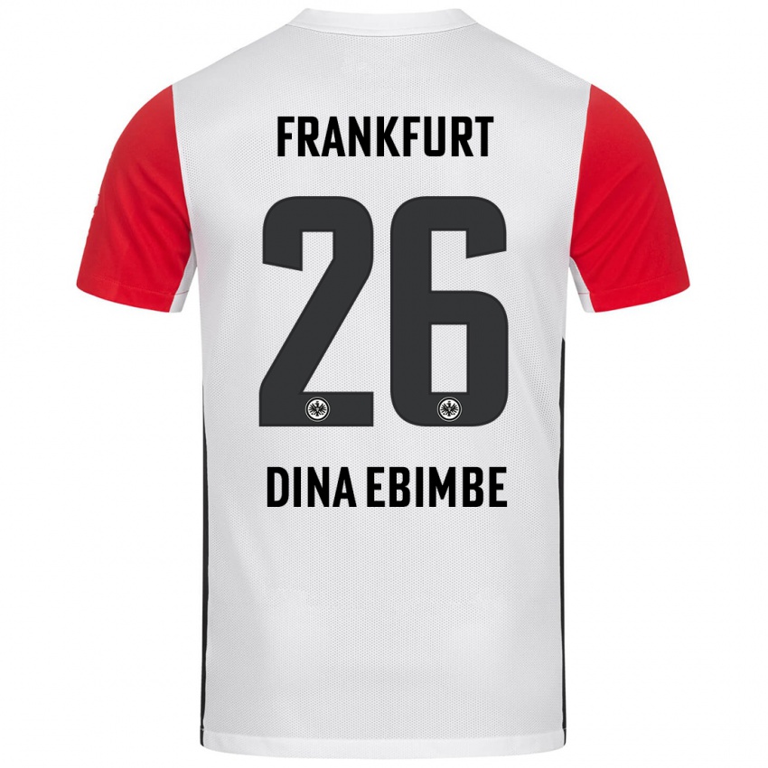 Kvinder Junior Dina Ebimbe #26 Hvid Rød Hjemmebane Spillertrøjer 2024/25 Trøje T-Shirt