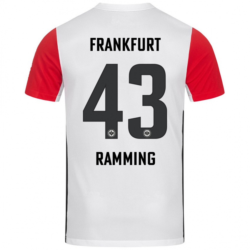 Kvinder Nils Ramming #43 Hvid Rød Hjemmebane Spillertrøjer 2024/25 Trøje T-Shirt