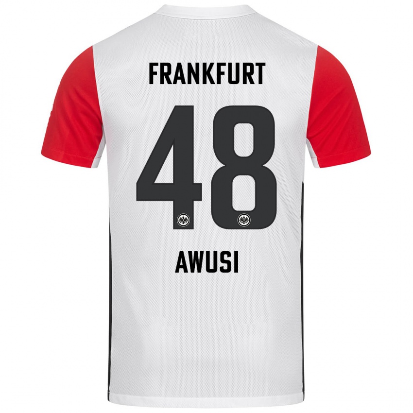 Kvinder Junior Awusi #48 Hvid Rød Hjemmebane Spillertrøjer 2024/25 Trøje T-Shirt