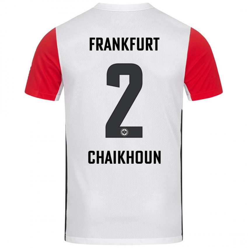 Kvinder Ayoub Chaikhoun #2 Hvid Rød Hjemmebane Spillertrøjer 2024/25 Trøje T-Shirt