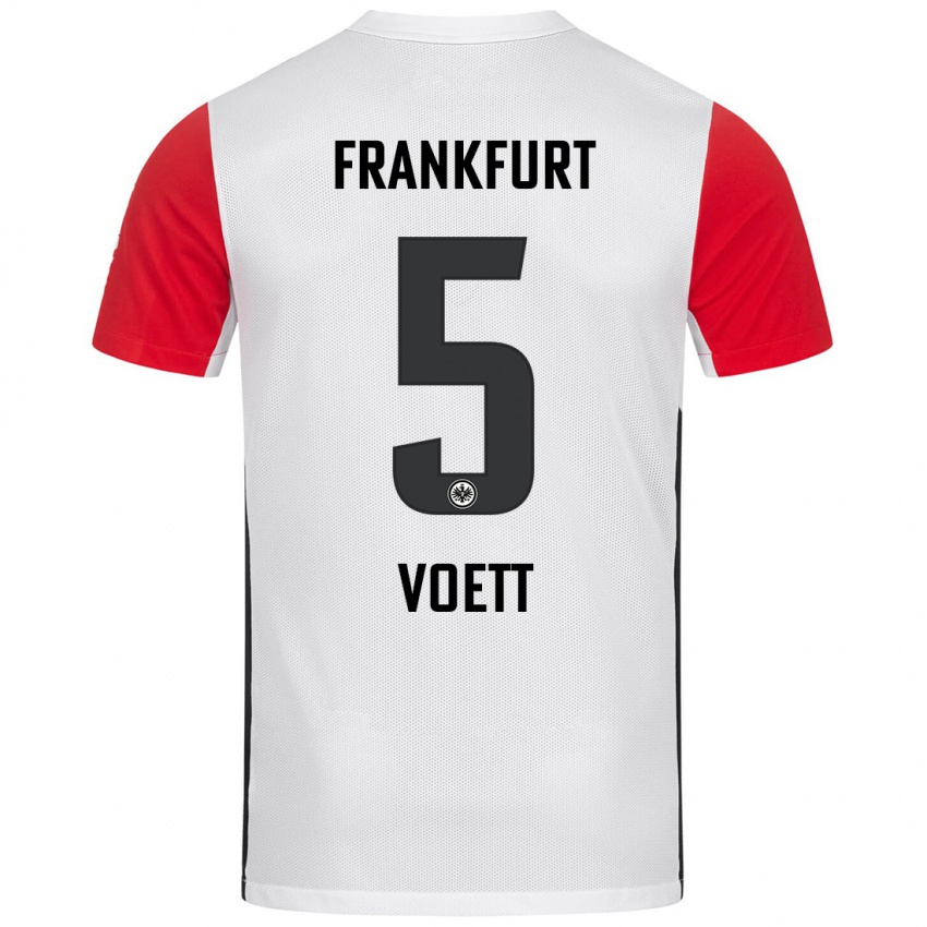 Kvinder Johannes Voett #5 Hvid Rød Hjemmebane Spillertrøjer 2024/25 Trøje T-Shirt