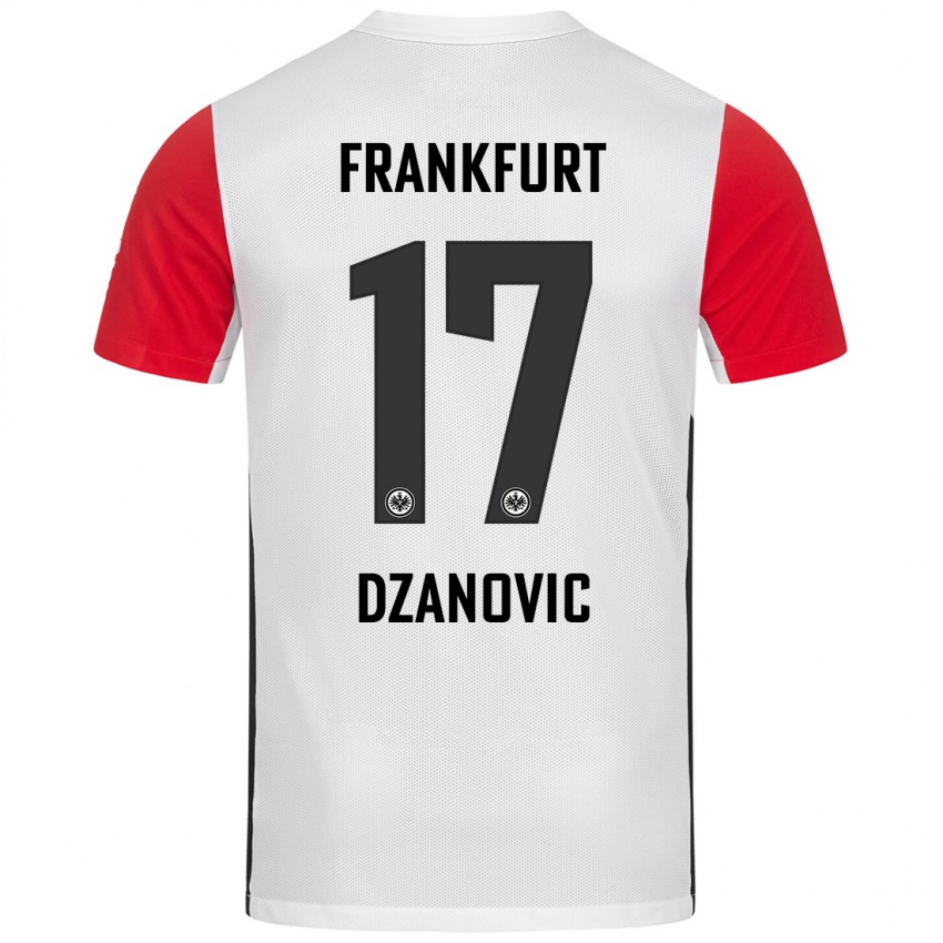 Kvinder Benjamin Dzanovic #17 Hvid Rød Hjemmebane Spillertrøjer 2024/25 Trøje T-Shirt