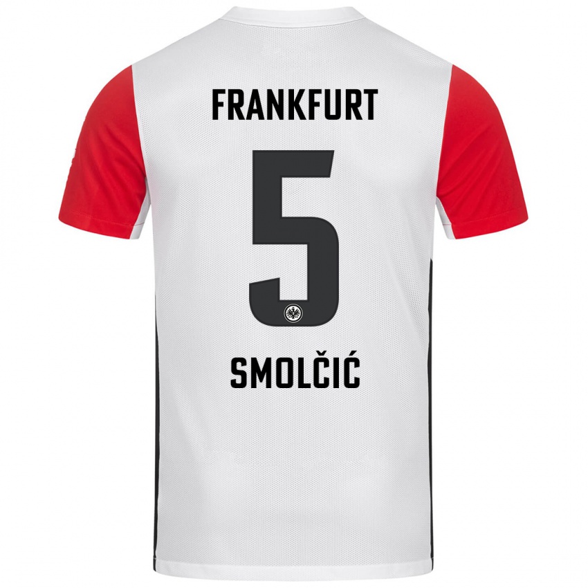 Kvinder Hrvoje Smolcic #5 Hvid Rød Hjemmebane Spillertrøjer 2024/25 Trøje T-Shirt