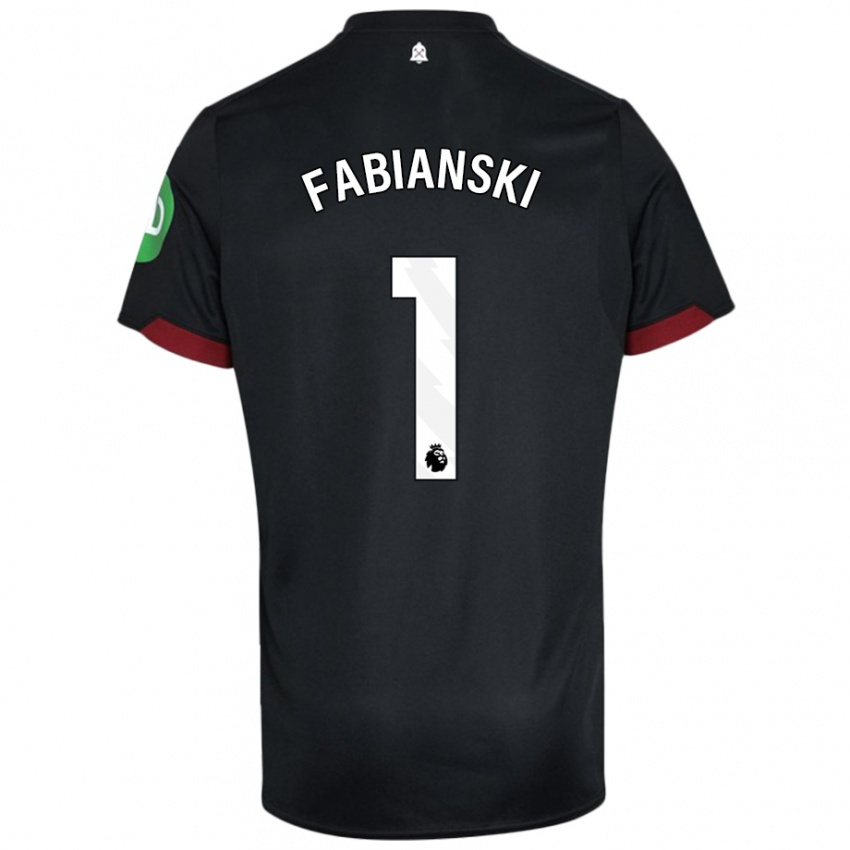 Kvinder Lukasz Fabianski #1 Sort Hvid Udebane Spillertrøjer 2024/25 Trøje T-Shirt