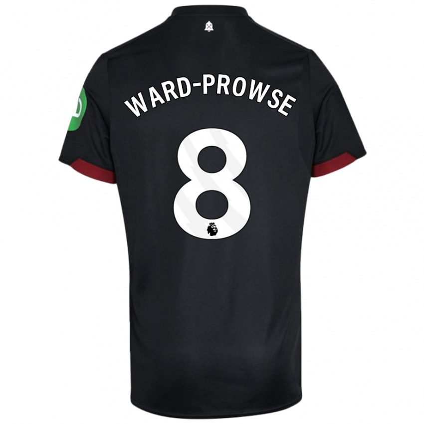 Kvinder James Ward-Prowse #8 Sort Hvid Udebane Spillertrøjer 2024/25 Trøje T-Shirt