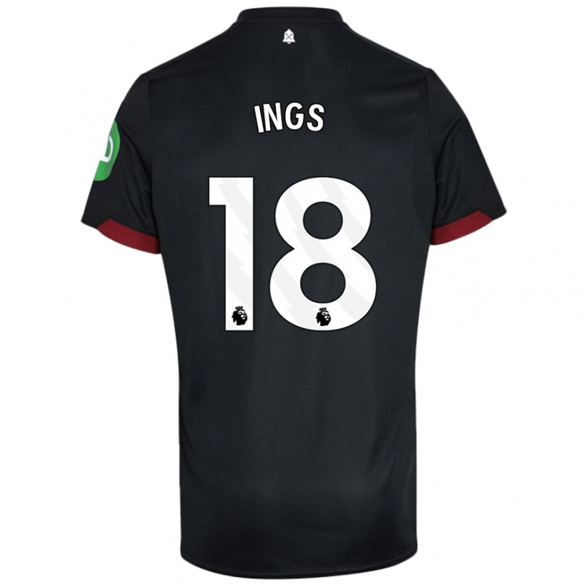 Kvinder Danny Ings #18 Sort Hvid Udebane Spillertrøjer 2024/25 Trøje T-Shirt