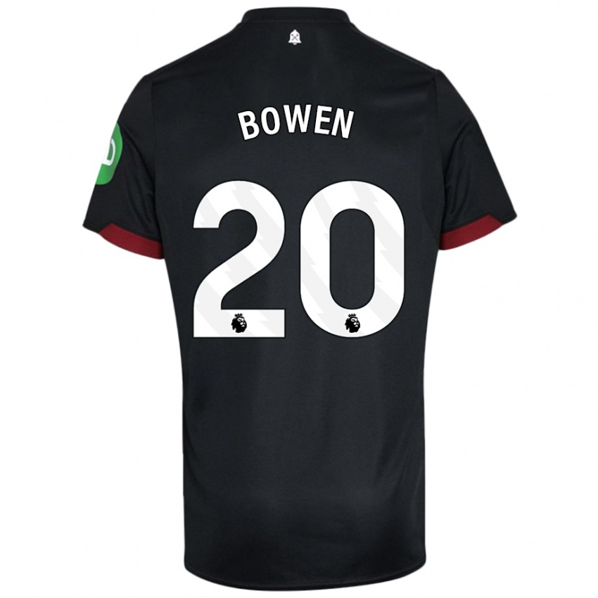 Kvinder Jarrod Bowen #20 Sort Hvid Udebane Spillertrøjer 2024/25 Trøje T-Shirt