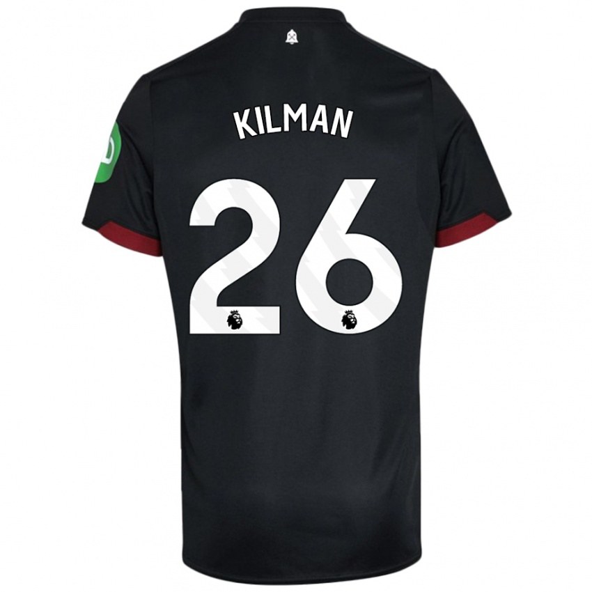 Kvinder Max Kilman #26 Sort Hvid Udebane Spillertrøjer 2024/25 Trøje T-Shirt