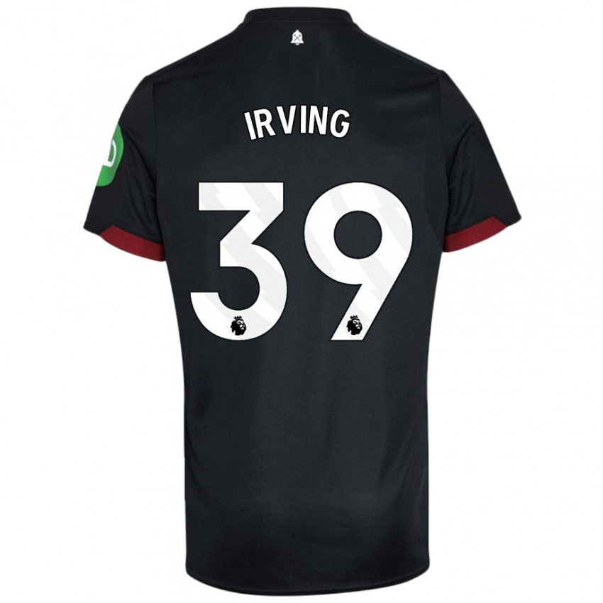 Kvinder Andy Irving #39 Sort Hvid Udebane Spillertrøjer 2024/25 Trøje T-Shirt