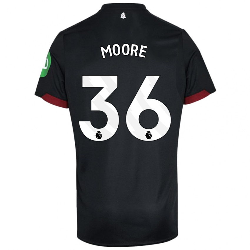 Kvinder Sean Moore #36 Sort Hvid Udebane Spillertrøjer 2024/25 Trøje T-Shirt