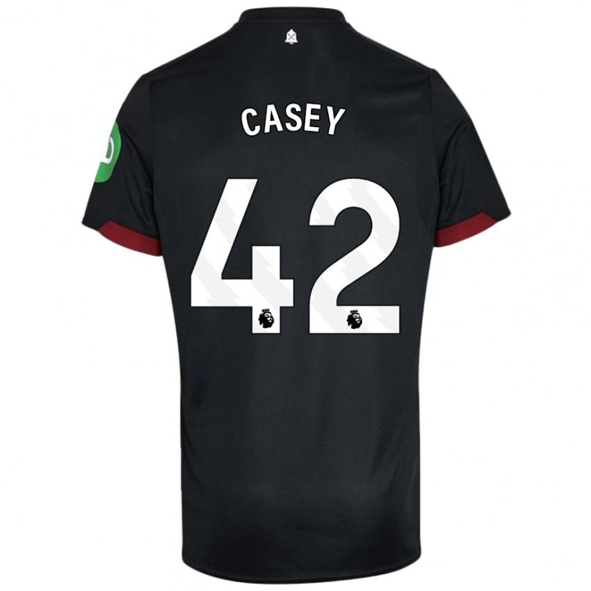 Kvinder Kaelan Casey #42 Sort Hvid Udebane Spillertrøjer 2024/25 Trøje T-Shirt