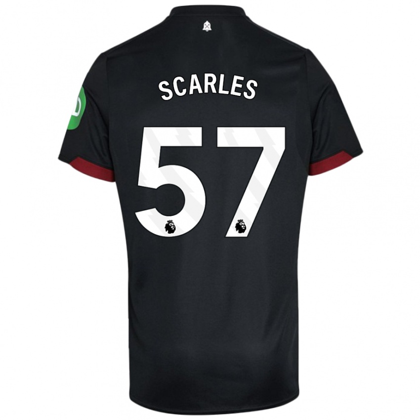 Kvinder Oliver Scarles #57 Sort Hvid Udebane Spillertrøjer 2024/25 Trøje T-Shirt