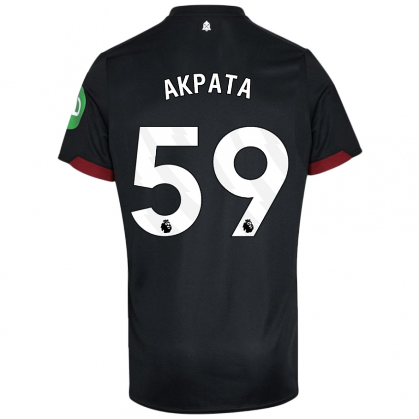 Kvinder Tyron Akpata #59 Sort Hvid Udebane Spillertrøjer 2024/25 Trøje T-Shirt