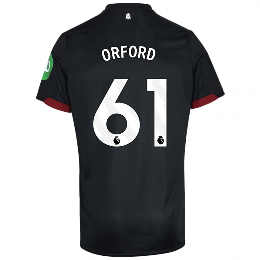 Kvinder Lewis Orford #61 Sort Hvid Udebane Spillertrøjer 2024/25 Trøje T-Shirt