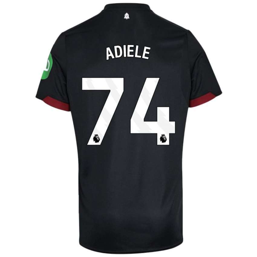 Kvinder Emeka Adiele #74 Sort Hvid Udebane Spillertrøjer 2024/25 Trøje T-Shirt