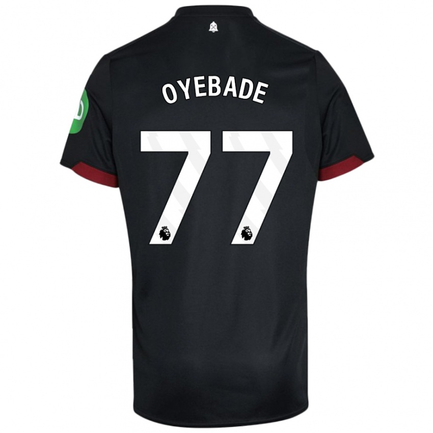 Kvinder Rayan Oyebade #77 Sort Hvid Udebane Spillertrøjer 2024/25 Trøje T-Shirt