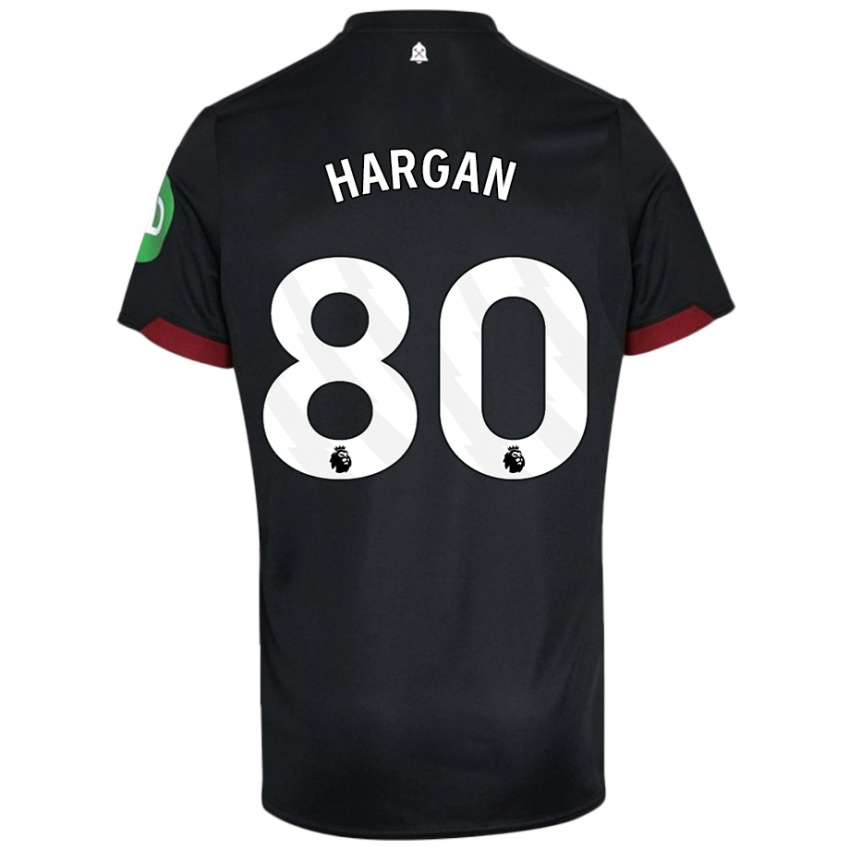 Kvinder Riley Hargan #80 Sort Hvid Udebane Spillertrøjer 2024/25 Trøje T-Shirt