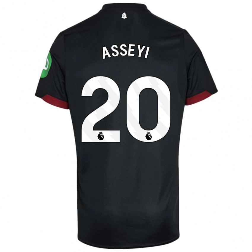 Kvinder Viviane Asseyi #20 Sort Hvid Udebane Spillertrøjer 2024/25 Trøje T-Shirt