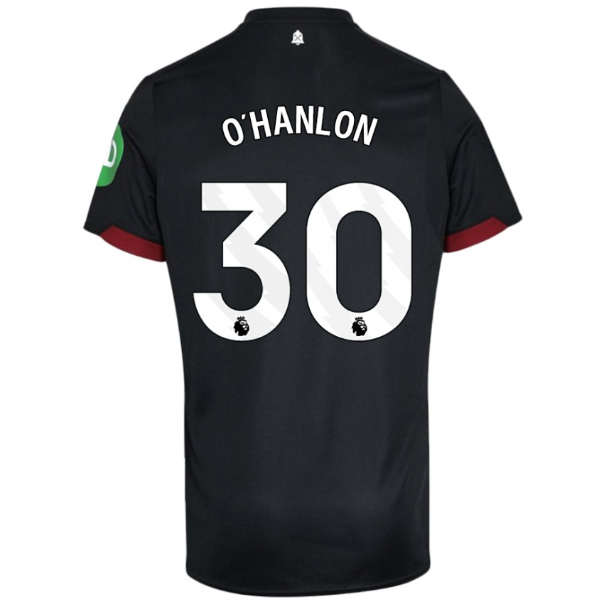 Kvinder Katie O'hanlon #30 Sort Hvid Udebane Spillertrøjer 2024/25 Trøje T-Shirt