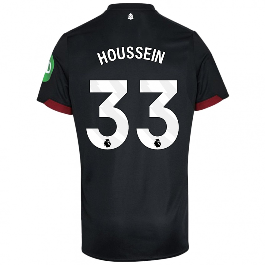 Kvinder Halle Houssein #33 Sort Hvid Udebane Spillertrøjer 2024/25 Trøje T-Shirt