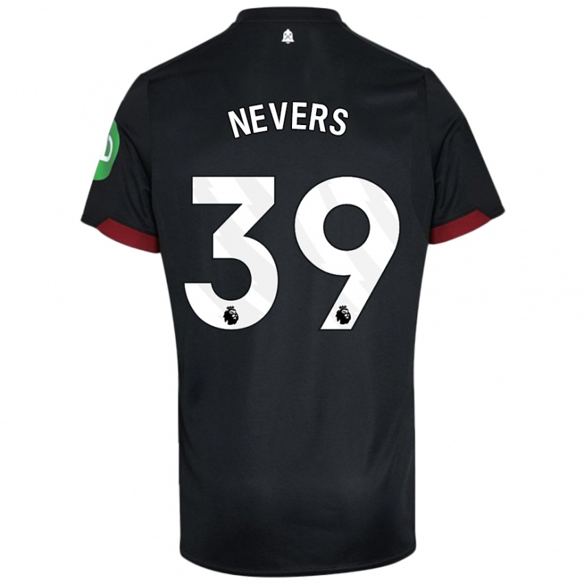 Kvinder Thierry Nevers #39 Sort Hvid Udebane Spillertrøjer 2024/25 Trøje T-Shirt