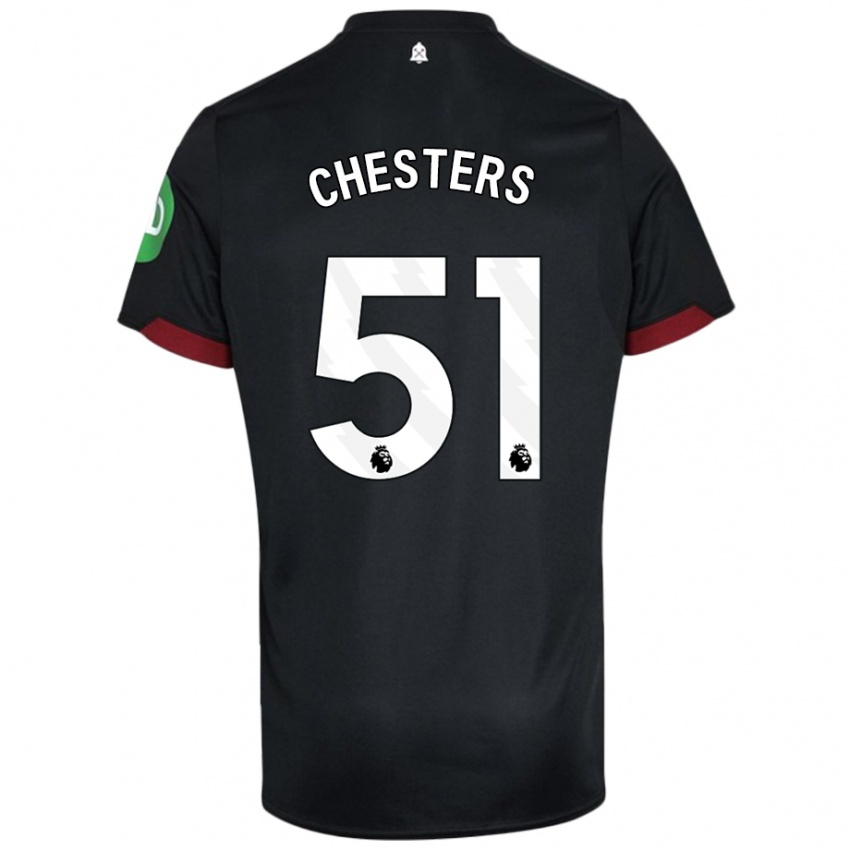 Kvinder Dan Chesters #51 Sort Hvid Udebane Spillertrøjer 2024/25 Trøje T-Shirt