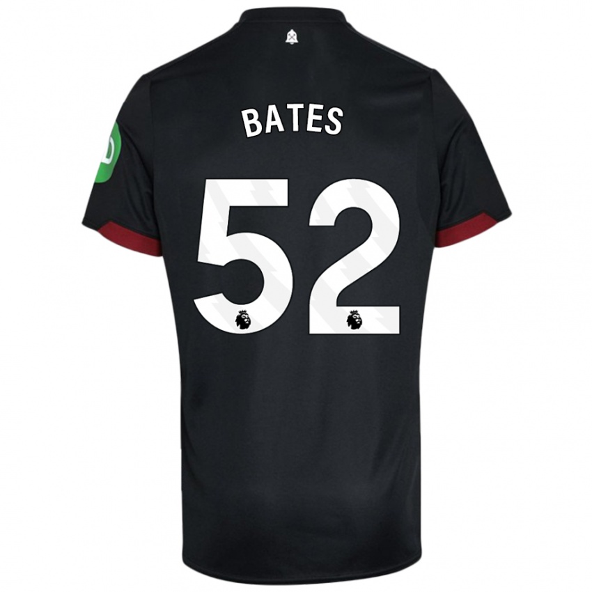 Kvinder Billy Bates #52 Sort Hvid Udebane Spillertrøjer 2024/25 Trøje T-Shirt