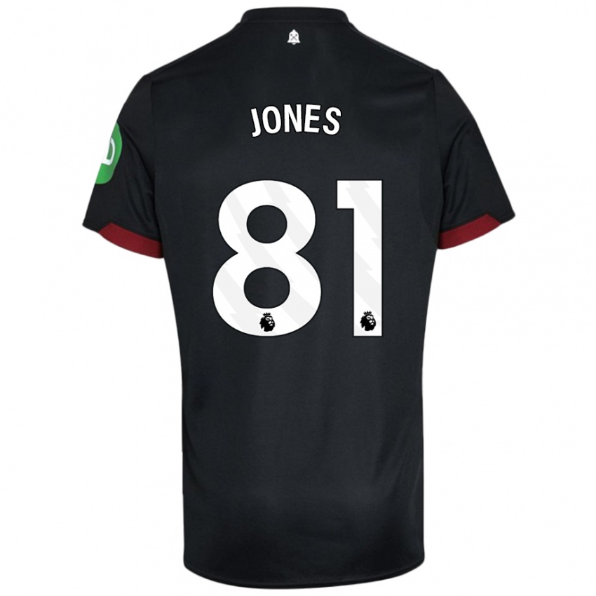 Kvinder Liam Jones #81 Sort Hvid Udebane Spillertrøjer 2024/25 Trøje T-Shirt