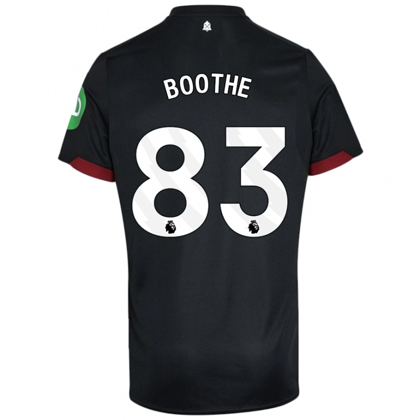 Kvinder Sebastian Boothe #83 Sort Hvid Udebane Spillertrøjer 2024/25 Trøje T-Shirt