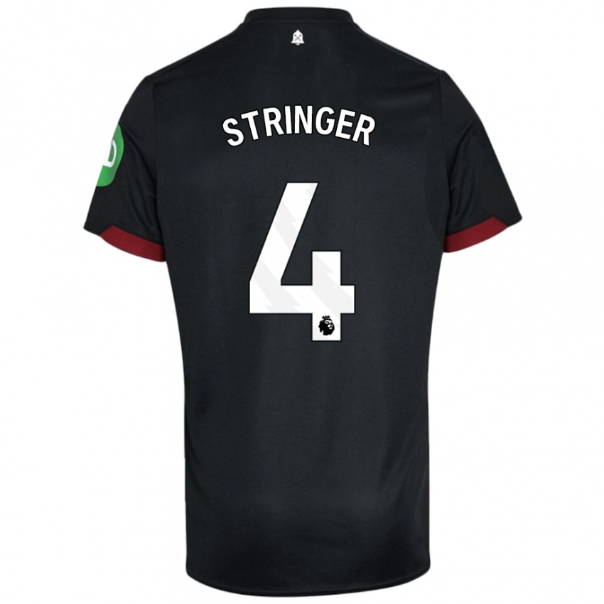 Kvinder Abbey-Leigh Stringer #4 Sort Hvid Udebane Spillertrøjer 2024/25 Trøje T-Shirt