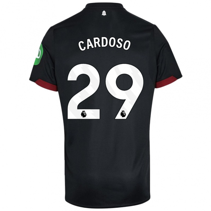 Kvinder Goncalo Cardoso #29 Sort Hvid Udebane Spillertrøjer 2024/25 Trøje T-Shirt