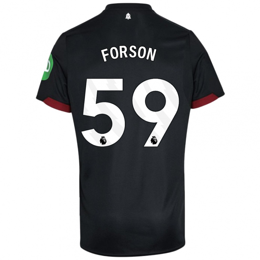 Kvinder Keenan Forson #59 Sort Hvid Udebane Spillertrøjer 2024/25 Trøje T-Shirt