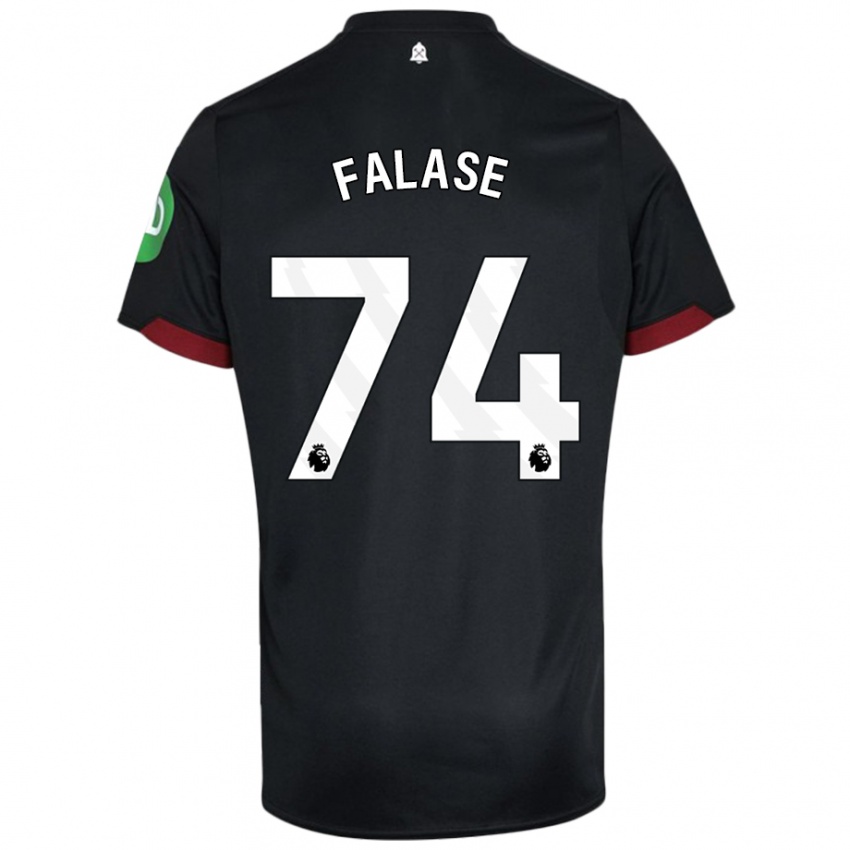 Kvinder Asher Falase #74 Sort Hvid Udebane Spillertrøjer 2024/25 Trøje T-Shirt