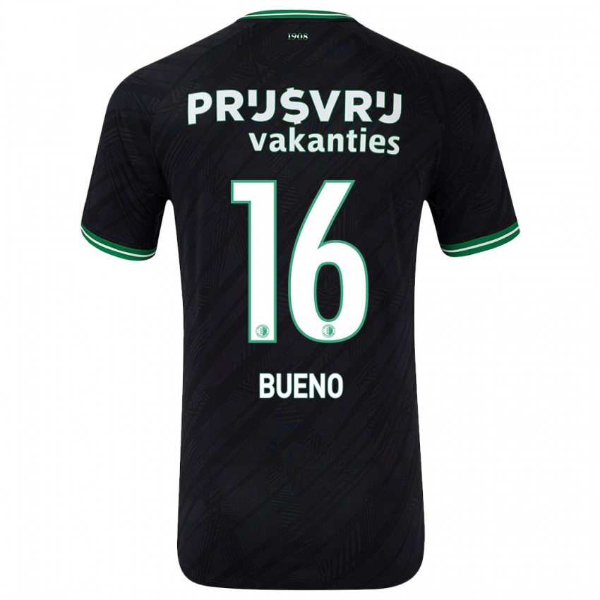 Kvinder Hugo Bueno #16 Sort Grøn Udebane Spillertrøjer 2024/25 Trøje T-Shirt