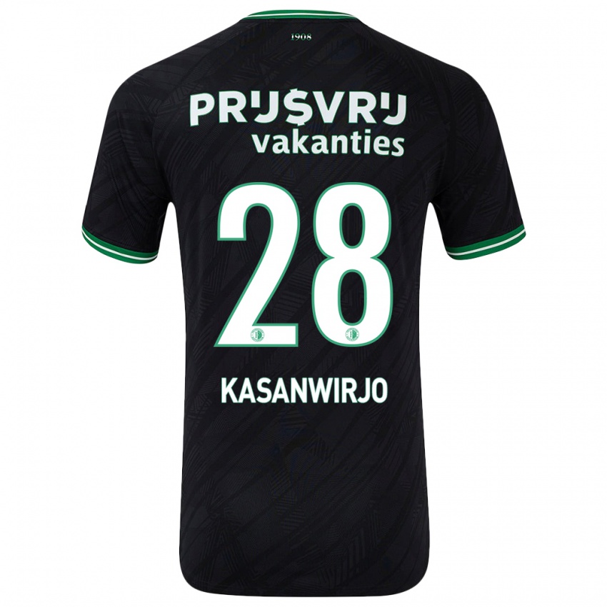 Kvinder Neraysho Kasanwirjo #28 Sort Grøn Udebane Spillertrøjer 2024/25 Trøje T-Shirt