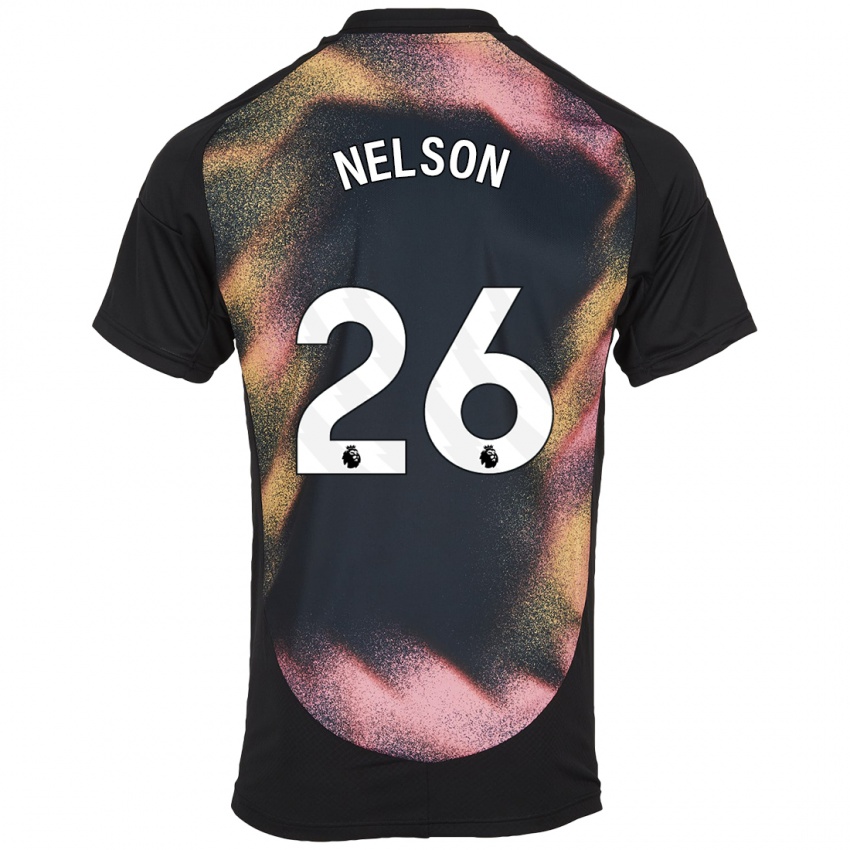 Kvinder Ben Nelson #26 Sort Hvid Udebane Spillertrøjer 2024/25 Trøje T-Shirt