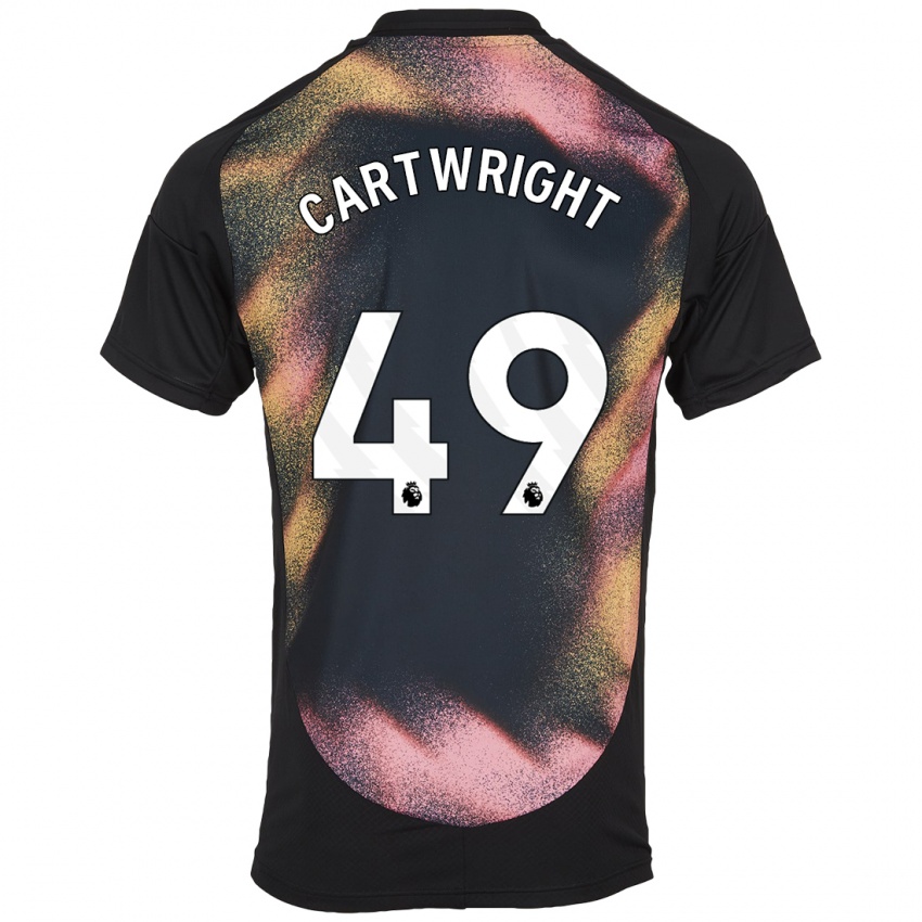 Kvinder Henry Cartwright #49 Sort Hvid Udebane Spillertrøjer 2024/25 Trøje T-Shirt