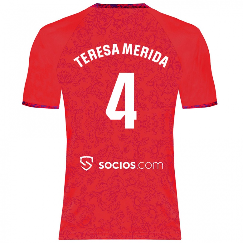 Kvinder Teresa Merida #4 Rød Udebane Spillertrøjer 2024/25 Trøje T-Shirt