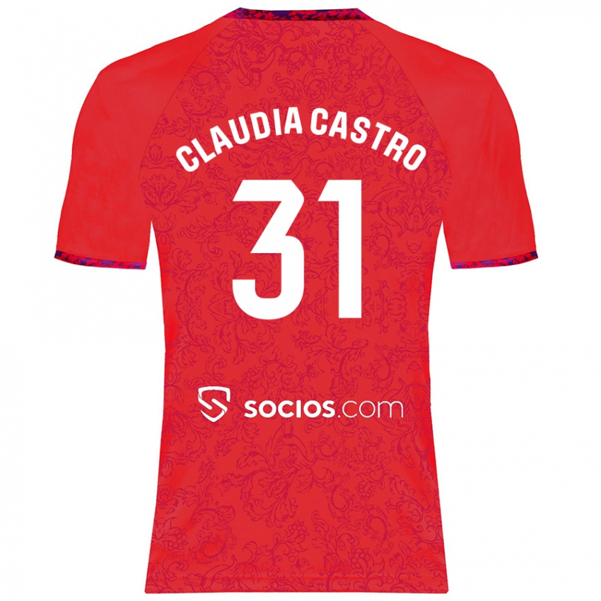 Kvinder Claudia Castro Romero #31 Rød Udebane Spillertrøjer 2024/25 Trøje T-Shirt