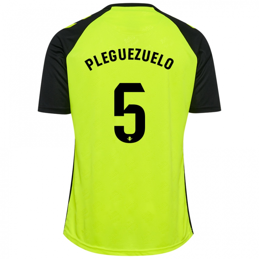 Kvinder Xavi Pleguezuelo #5 Fluorescerende Gul Sort Udebane Spillertrøjer 2024/25 Trøje T-Shirt