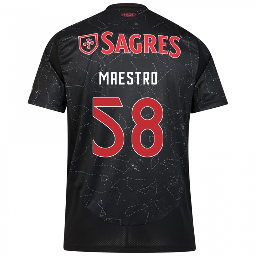 Kvinder Maestro #58 Sort Rød Udebane Spillertrøjer 2024/25 Trøje T-Shirt