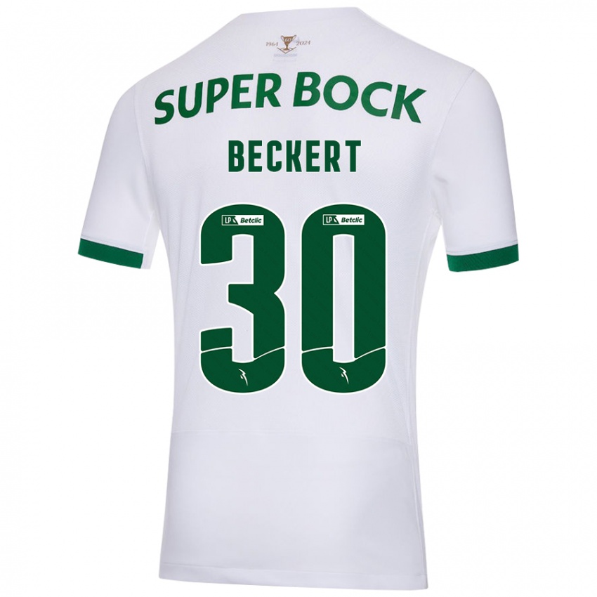 Kvinder Carolina Beckert #30 Hvid Grøn Udebane Spillertrøjer 2024/25 Trøje T-Shirt