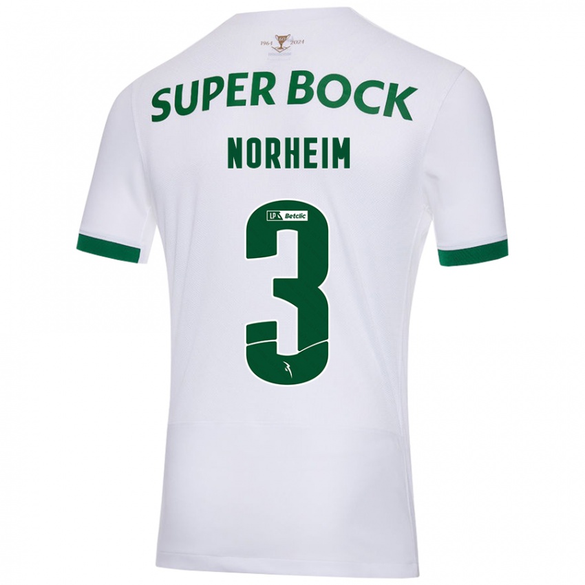 Kvinder Andrea Norheim #3 Hvid Grøn Udebane Spillertrøjer 2024/25 Trøje T-Shirt