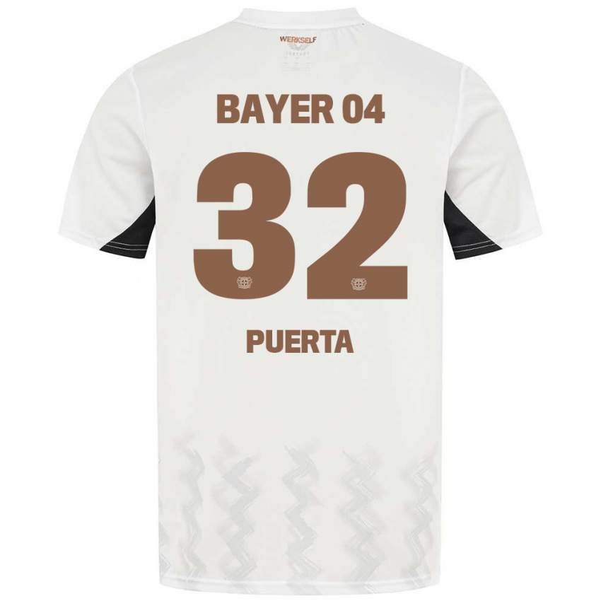 Kvinder Gustavo Puerta #32 Hvid Sort Udebane Spillertrøjer 2024/25 Trøje T-Shirt