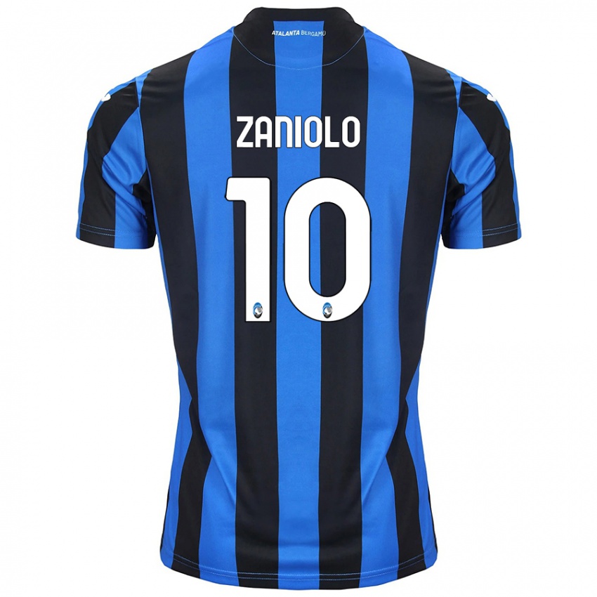 Børn Nicolo Zaniolo #10 Blå Sort Hjemmebane Spillertrøjer 2024/25 Trøje T-Shirt